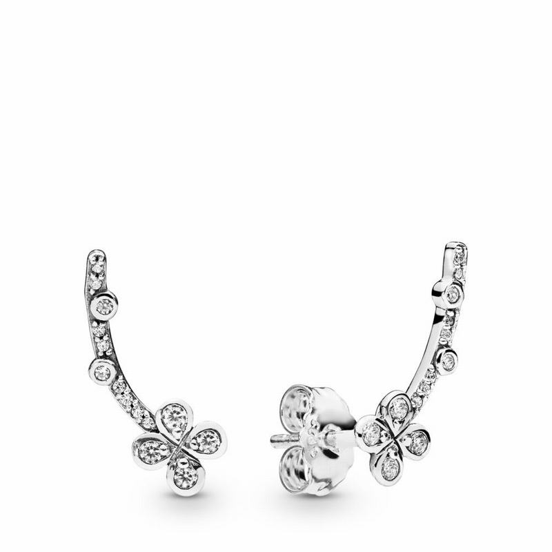 Pandora Draped Four-Petal Flower Stud Earrings Silver Egypt MX7139426